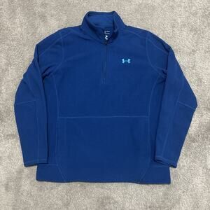 Under Armour 1/4 Zip Sweater Fleece Mens XL Blue Golf Waffle Knit Pullover